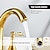 billige Flerhulls-Brass Bathroom Sink Faucet,Widespread Two Handles Three Holes Bathroom Faucet with Valve and Hot/Cold Switch