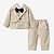 tanie Zestawy-garnitur dla chłopców dla dzieci &amp; marynarka koszula &amp; spodnie odzież zestaw 3 sztuki z długim rękawem beżowy jednolity kolor bawełna szkoła moda w stylu preppy 2-6 lat;