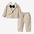 זול Set-3 Pieces Kids Boys Suit &amp; Blazer Shirt &amp; Pants Clothing Set Outfit Solid Color Long Sleeve Cotton Set School Fashion Preppy Style Winter Fall 2-6 Years Green Black Purple