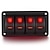 abordables Chargeurs de voiture-Panneau d&#039;interrupteur à bascule en aluminium à 4 cellules tableau de bord à bascule 5 broches marche/arrêt interrupteur à bascule pré-câblé interrupteur de rétroéclairage rouge pour voiture marine rv