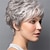 abordables Perruques Synthétiques Sans Bonnet-perruques de lutin grises courtes et bouclées pour les femmes blanches