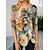 cheap Blouses &amp; Shirts-Women&#039;s Blouse Shirt Khaki Button Print Leaf Holiday Weekend Long Sleeve Round Neck Streetwear Casual Regular Floral S / 3D Print