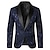 baratos Blazers masculinos-Masculino Blusão Blazer Casamento Festa / Noite Corte Justo Outono Inverno Listra à moda Tradicional / Vintage Lapela Normal Padrão Normal Azul Marinha Casaco