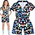 baratos Tops-Kids Girls&#039; Jumpsuit Black Print Ruched Spring Summer Active Casual 4-12 Years