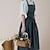 voordelige Schorten-katoenen linnen kruisschort voor dames met zakken voor tuinonderhoud, zwart met taillebanden