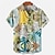 voordelige Hawaiiaanse reversoverhemden voor heren-Voor heren Overhemd Hawaiiaans overhemd Grafisch overhemd Aloha-shirt Bloemig Luipaard Landschap Strijkijzer Wit Geel Marine Blauw blauw Stoffig blauw 3D-afdrukken Buiten Straat Korte Mouw Afdrukken