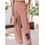 cheap Pants-Women&#039;s Trousers Chinos Pants Trousers Straight Linen / Cotton Blend White Pink Fashion Mid Waist Ruffle Side Pockets Casual Weekend Full Length Micro-elastic Flower / Floral Comfort S M L XL XXL