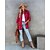 cheap Coats &amp; Trench Coats-Women&#039;s Blouse Shirt Red White Print Plaid Casual Long Sleeve Shirt Collar Casual Long S