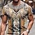abordables camiseta 3d para hombre-Hombre Unisexo Camiseta Tribal Estampados Cuello Barco Marrón Impresión 3D Exterior Calle Manga Corta Estampado Ropa Deportes Casual Grande y alto