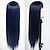 abordables Perruques Synthétiques Sans Bonnet-perruques de cheveux synthétiques bleus avec une frange complète perruque longue et droite pour femmes perruques synthétiques résistantes à la chaleur sans dentelle pour les femmes de la mode