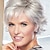 cheap Older Wigs-Short Curly Grey Pixie Wigs for White Women Sliver Grey Layered Synthetic Wig Natural Looking Pixie Cut Fluffy Wigs with Bangs Christmas Party Wigs