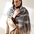 abordables Bufandas de mujer-Nuevas bufandas a cuadros de invierno para mujer, chal largo con flecos de colores mezclados, ponchos, capa, bufandas gruesas, cálidas y suaves para mujer
