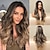 cheap Synthetic Trendy Wigs-Women Long Curly Wig Natural Brunette Wigs Middle Part Heat Resistant Synthetic Christmas Party Wigs