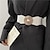 זול חגורות נשים-שרשרת אבזם עגול אלסטי אלסטי חגורה נשית חליפה חיצונית שמלת פנינה דיסק שחור חגורה רטרו