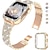 voordelige Apple Watch-bandjes-sieraden armband Compatibel met: Apple Watch-horlogebandje 38mm 40mm 41mm 42mm 44mm 45mm 49mm met zaak Dames Bling Diamant Roestvrij staal Strass Vervangende horlogeband voor iwatch Ultra 2 Series 9
