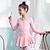 cheap Kids&#039; Dancewear-Kids&#039; Dancewear Ballet Dress Pure Color Splicing Girls&#039; Performance Training Long Sleeve High Cotton Blend