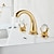 cheap Multi Holes-Widespread Bathroom Sink Mixer Faucet, Brass Basin Taps 2 Handle 3 Hole Retro Style Crystal Handle, Washroom Bath with Hot and Cold Water Hose