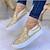 cheap Women&#039;s Sneakers-Women&#039;s Sneakers Bling Bling Shoes Plus Size Slip-on Sneakers Daily Sequin Flat Heel Round Toe Casual Glitter Loafer Black Golden Brown