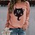 cheap Hoodies &amp; Sweatshirts-Women&#039;s Sweatshirt Pullover Monograms Print Active Streetwear Black White Pink Cat Daily Long Sleeve Round Neck