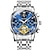 voordelige Mechanische Horloges-olevs heren mechanisch horloge kalender luxe waterdichte mode automatische zelfopwindende maanfase lichtgevende roestvrijstalen band horloge