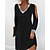 cheap Casual Dresses-Women&#039;s Casual Dress Holiday Dress Black Dress Mini Dress Black Plain Long Sleeve Winter Fall Sequins Casual V Neck Winter Dress Daily Date 2023 S M L XL 2XL 3XL