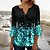 cheap Blouses &amp; Shirts-Women&#039;s T shirt Tee Green Blue Navy Blue Button Flowing tunic Floral Casual Weekend Long Sleeve Round Neck Basic Long Floral Painting S / Print