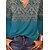cheap Tees &amp; T Shirts-Women&#039;s T shirt Tee Blue Dusty Blue Floral Home Casual Long Sleeve V Neck Vintage Regular Loose Fit Floral S / 3D Print