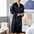 cheap Men&#039;s Robes-Men&#039;s Robe Silk Robe Robes Gown Sleepwear 1 PCS Pure Color Fashion Comfort Soft Home Bed Faux Silk Polyester Breathable V Wire Long Sleeve Basic Fall Spring Black White