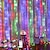 abordables Tiras de Luces LED-luces de ventana de navidad al aire libre 3x3m-300led enchufe en 8 modos luz de cortina 9 colores ventana de control remoto luz colgante de pared blanco cálido rgb para decoraciones de navidad