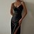 cheap Party Dresses-Women&#039;s Party Dress Satin Dress Sheath Dress Midi Dress Black Champagne Fuchsia Pure Color Sleeveless Winter Fall Spring Ruched Basic V Neck Birthday Daily Date 2023 S M L XL