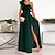 cheap Party Dresses-Women&#039;s Party Dress Swing Dress Emerald Green Dress Long Dress Maxi Dress Black White Wine Pure Color Sleeveless Spring Summer Ruffle Party One Shoulder Slim Party Christmas Wedding Guest 2023 S M L