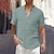 cheap Cotton Linen Shirt-Men&#039;s Linen Shirt Short Sleeve Solid Color Stand Collar Light Blue Green Black khaki Street Daily Clothing Apparel Cotton Streetwear Casual Beach