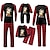 voordelige Pyjama&#039;s-Familie-look Pyjama  Katoen Ruitjes Hert Huis Zwart Donker Rood Wijn Lange mouw Dagelijks Bijpassende outfits
