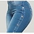 Недорогие джинсы женские-Жен. Джинсы Джинса Полотняное плетение Черный Синий Мода Полная длина На каждый день выходные