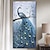 cheap Animal Paintings-Handmade 3D Oil Painting Hand Painted Vertical Floral / Botanical Contemporary Modern Stretched Canvas Peacock