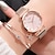 abordables Montres à Quartz-cristal de luxe femmes bracelet montres à quartz mode diamant dames montre à quartz robe de sport féminin cadran rose montre-bracelet