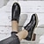 رخيصةأون أحذية أوكسفورد نسائي-نسائي أوكسفورد مناسب للبس اليومي لون سادة كتلة كعب أمام الحذاء على شكل دائري كاجوال شيوع جلد PU دانتيل أسود أحمر