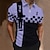 cheap Men&#039;s 3D Zipper Polo-Men&#039;s Polo Shirt Golf Shirt Plaid Turndown Black-White Yellow Blue Purple Green Street Casual Short Sleeve Zipper 3D Clothing Apparel Fashion Casual Comfortable Beach