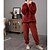 billige Nattøj til kvinder-kvinders pyjamas pjs sæt 2 stykker ren farve mode plys komfort hjemme ferie fleece v wire langærmet pullover bukse elastik talje efterår vinter hjemme outfits