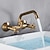 olcso Fali tartó-fürdőszobai mosogató csaptelep falra szerelhető olajjal dörzsölt bronz középső készlet egy fogantyús két lyukas fürdőcsap