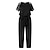 cheap Women&#039;s Jumpsuits-Women&#039;s Jumpsuit Print Solid Color Crew Neck Elegant Party Prom Straight Regular Fit Short Sleeve Black S M L Spring