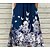 cheap Casual Dresses-Women&#039;s Casual Dress Midi Dress Navy Blue Floral 3/4 Length Sleeve Winter Fall Autumn Ruched Casual V Neck Weekend 2023 S M L XL 2XL 3XL