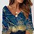 cheap Casual Dresses-Women&#039;s Casual Dress Bodycon Sheath Dress Mini Dress Blue Color Gradient 3/4 Length Sleeve Summer Spring Print Vacation V Neck Loose Fit 2023 S M L XL XXL 3XL