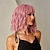 abordables Perruques Synthétiques Sans Bonnet-perruque bob rose courte perruque synthétique de cheveux de vague naturelle pour les femmes partie quotidienne haute densité résistant à la chaleur perruques de fête de noël