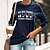 cheap Tees &amp; T Shirts-Women&#039;s T shirt Tee Green Black Blue Print Graphic Cat Casual Daily Long Sleeve Round Neck Basic Cotton Regular Cat S