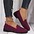 olcso Női topánkák és bebújós cipők-Női Slip-Ons Extra méret Kényelmes cipők Napi Egyszínű Lapos Kerek orrú Alkalmi minimalizmus Kötött Papucs Fekete Rózsaszín Burgundi vörös
