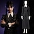 billiga Film- och TV-kostymer-Onsdag Addams onsdag Klänningar Cosplay-kostym Dam Film-cosplay Cosplay Halloween Svart 1 Svart Svart 2 Karnival Maskerad Klänning