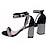 cheap Women&#039;s Sandals-Women&#039;s Sandals Bling Bling Shoes Plus Size Sparkling Shoes Outdoor Office Daily Solid Colored Summer Rhinestone Chunky Heel Open Toe Elegant Sexy Sweet Walking PU Leather Ankle Strap Silver Black