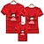 preiswerte Tops-Familie T-Shirt Baumwolle Hirsch Casual Rote Kurzarm Täglich Passende Outfits