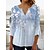 cheap Blouses &amp; Shirts-Women&#039;s T shirt Tee Green Blue Navy Blue Button Flowing tunic Floral Casual Weekend Long Sleeve Round Neck Basic Long Floral Painting S / Print